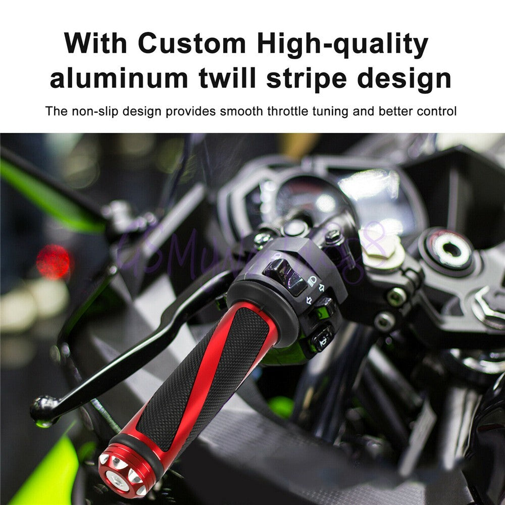 Red Motorcycle 7/8 Handle Bar Hand Grip Fit For DL650/1000 GSR600/750 GSX1300R