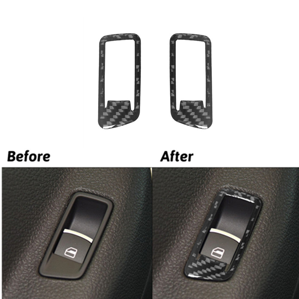 Carbon Fiber Rear Window Lift Switch Cover Trim for Volkswagen for Tiguan 2013-2017
