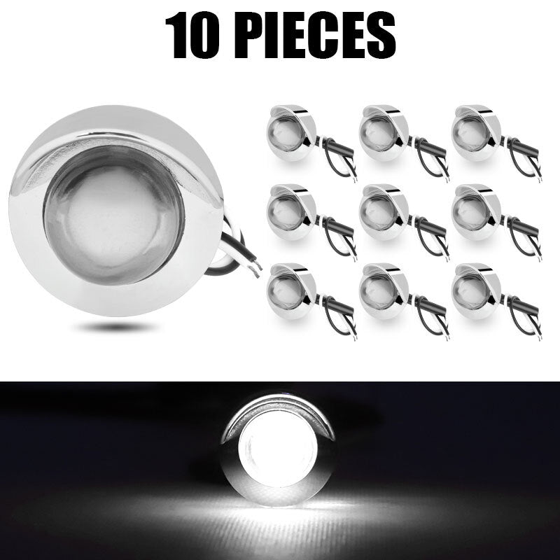10x LED 3/4 White Round Bullet Side Marker Lights Waterproof Truck RV Pickup