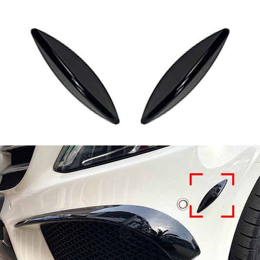 Front Bumper Lip Splitter Spoiler Side Canards Black for Benz C-Class W205 15-18