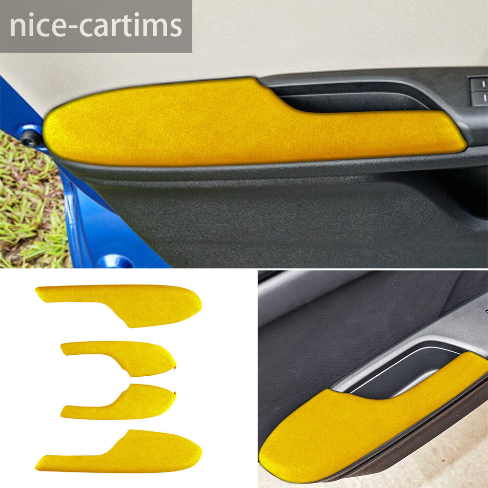 4¡ÁSuede Yellow Interior Door Armrest Panel Cover for Honda for Civic 10th 2016-2021