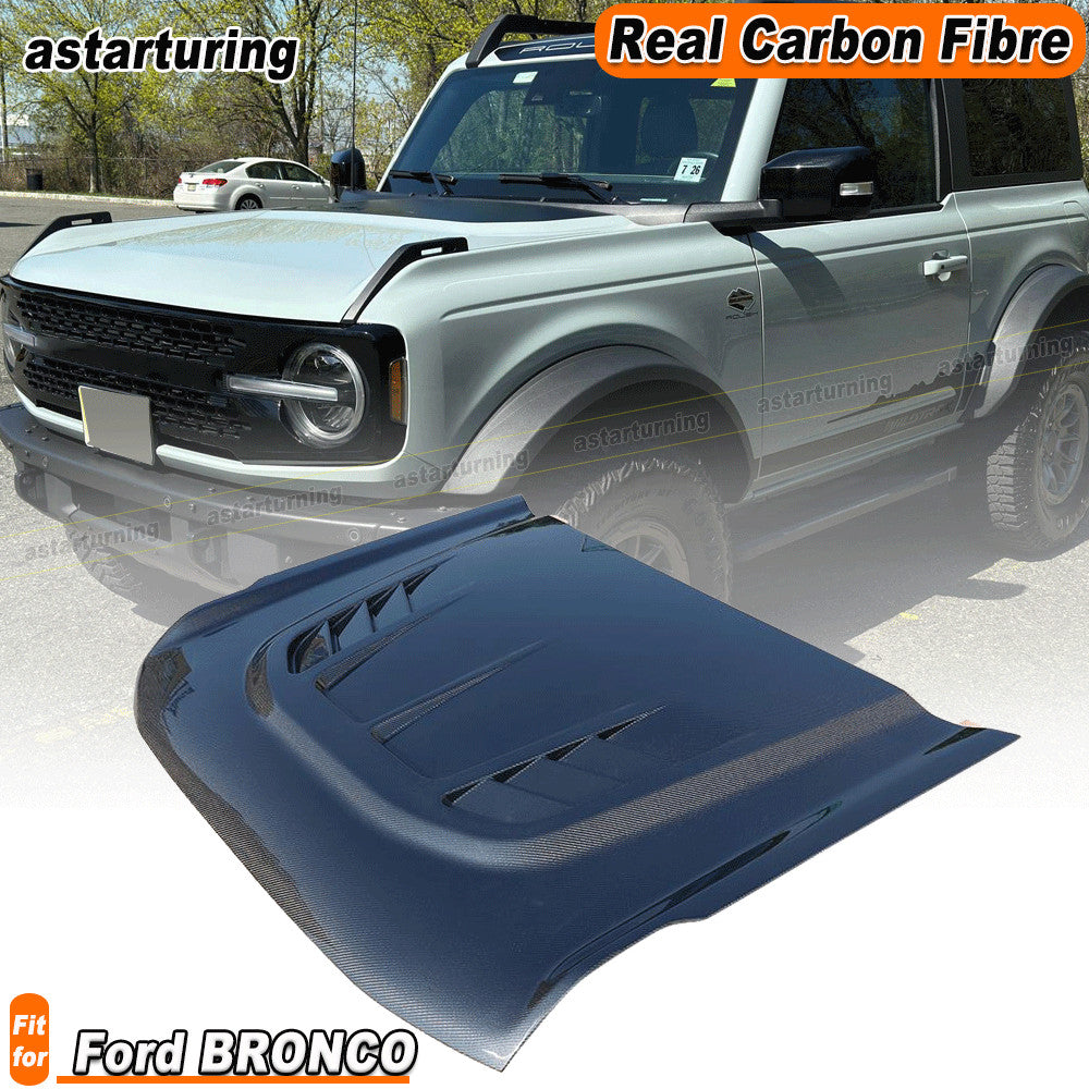 for Ford BRONCO 2021-2023 Real Carbon Front Bonnet Hood Engine Lid Cover Trims