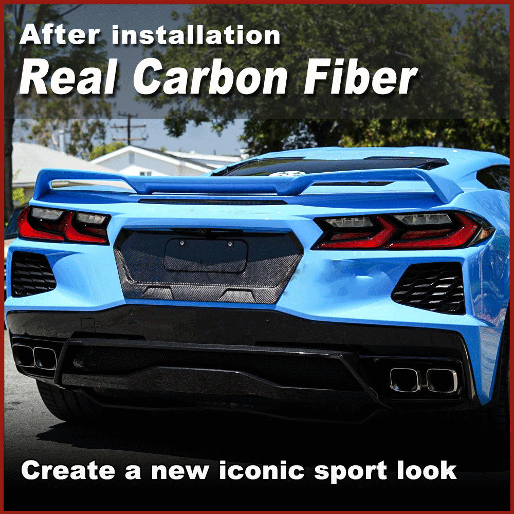 for Chevrolet for Corvette C8 2020-2022 Real Carbon Rear License Plate Frame Cover