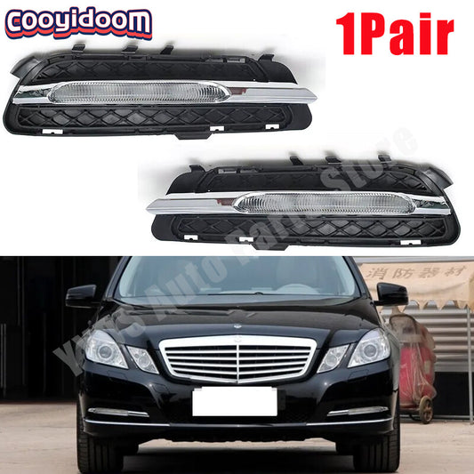 2x Bumper Set Fog Light Lamp+Grille Trim for Mercedes-Benz W212 E350