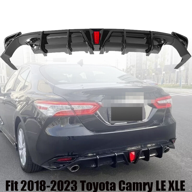Fit 2018-23 for Toyota for Camry LE XLE Black Rear Bumper Lip Spoiler Lower Diffuser LED