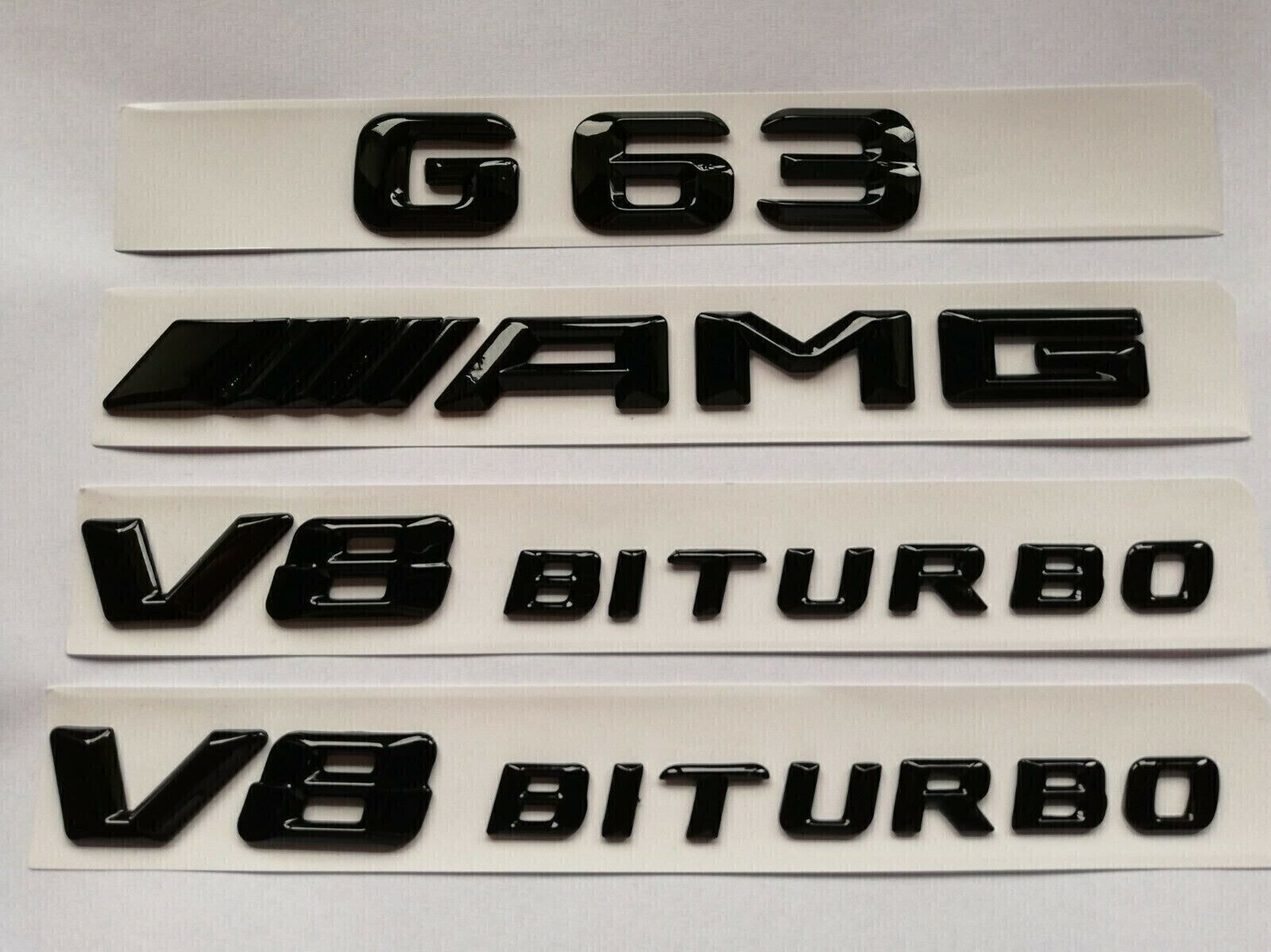 GLOSS Black Badge for Mercedes G-Class G63+AMG+V8 BITURBO EMBLEMS