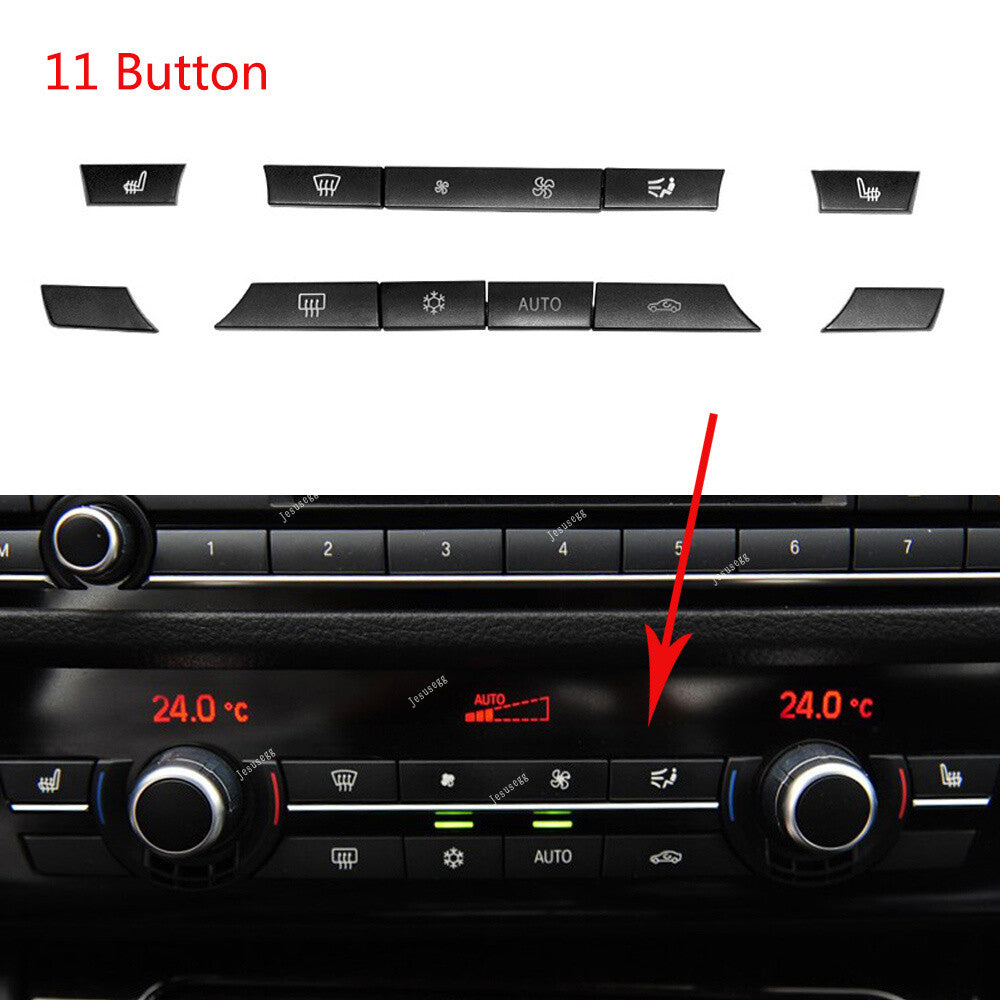 A/C Heater Control Switch 11X Button Key Caps Cover Kit Fit for BMW 5 Series F07 F10