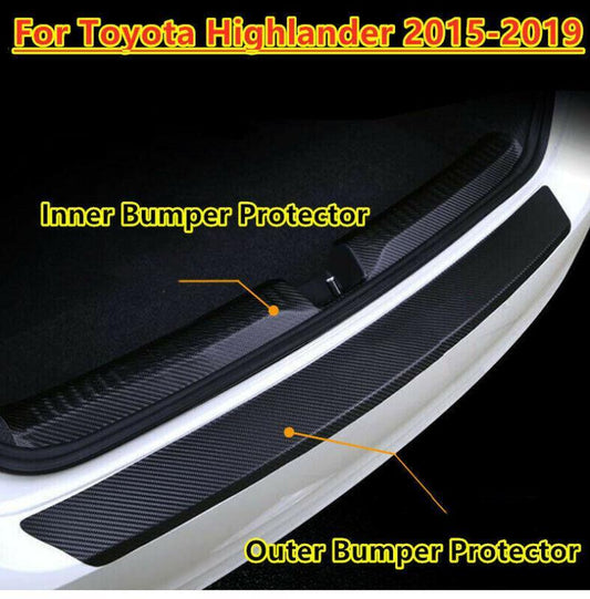 Carbon fiber leather rear bumper protector cover for Toyota Highlander 2015 - 2019