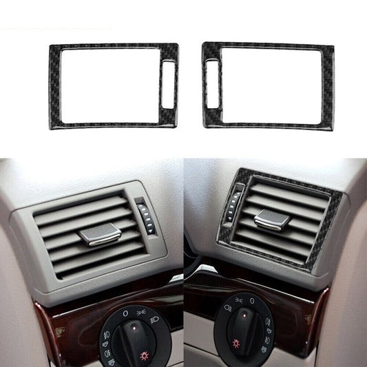 2X Car Left & Right Air Outlets Panel Trim Carbon Fiber for Audi for A4 S4 2005-2008