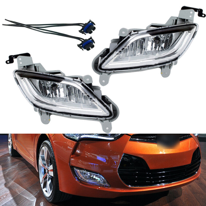 A pair of fog lights on the front bumper, fog lights, and headlights are suitable for the for Hyundai for Veloster 2011-2017.