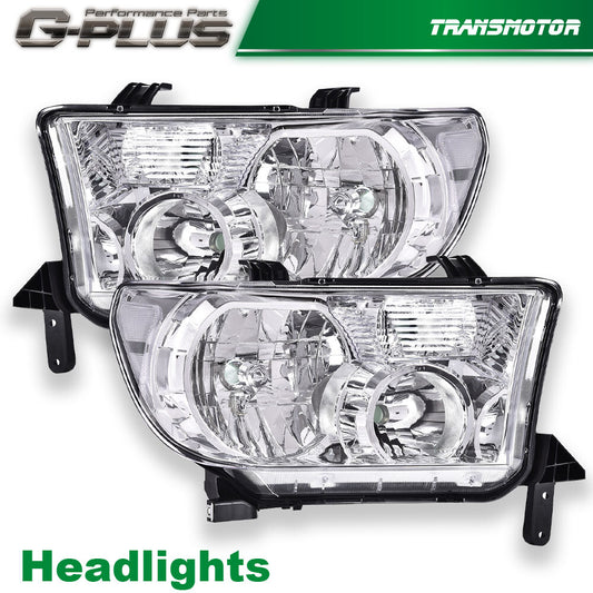 Transparent chrome headlights are suitable for 2007-2013 for Toyota Tundra / 2008-2017 for Toyota Sequoia (all new).