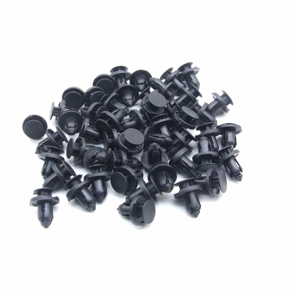 50-piece pack of 50x8mm black plastic rivet clips for car bumper clips suitable for Toyota and for Honda .