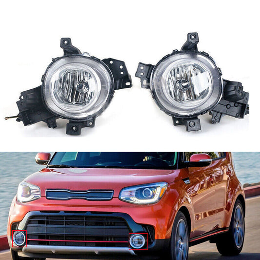Car Pair Front Bumper Fog Light Lamp Assembly With Bulb for Kia Soul 2017-2019