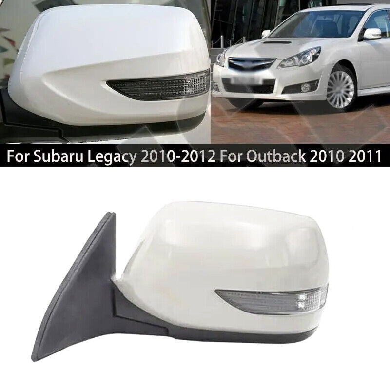 Left White Door Wing Mirror 9Pins Power Fold Heated for Subaru Legacy 2010-2012
