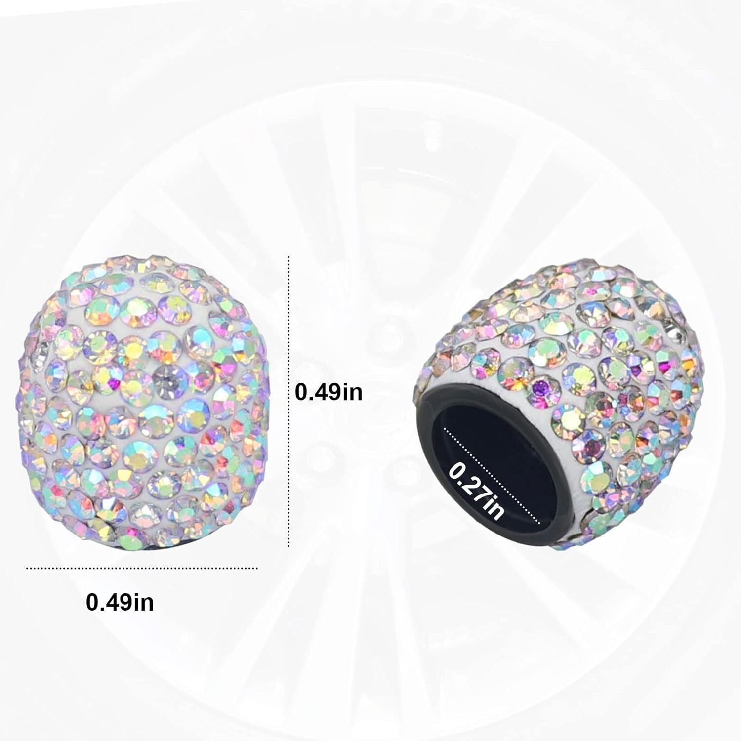 4-Piece Sparkling Tire Valve Stem Covers - Handmade Crystal Rhinestone Car Valve Stem Covers