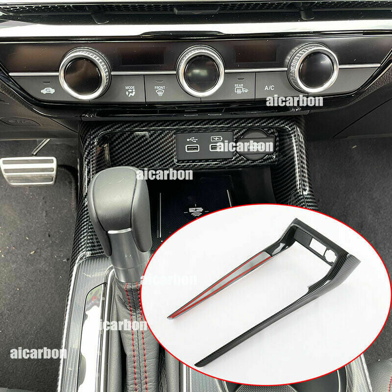 for Honda for Civic 2022-2023 Carbon Fiber Console Gear Shift Box Panel Cover Trim