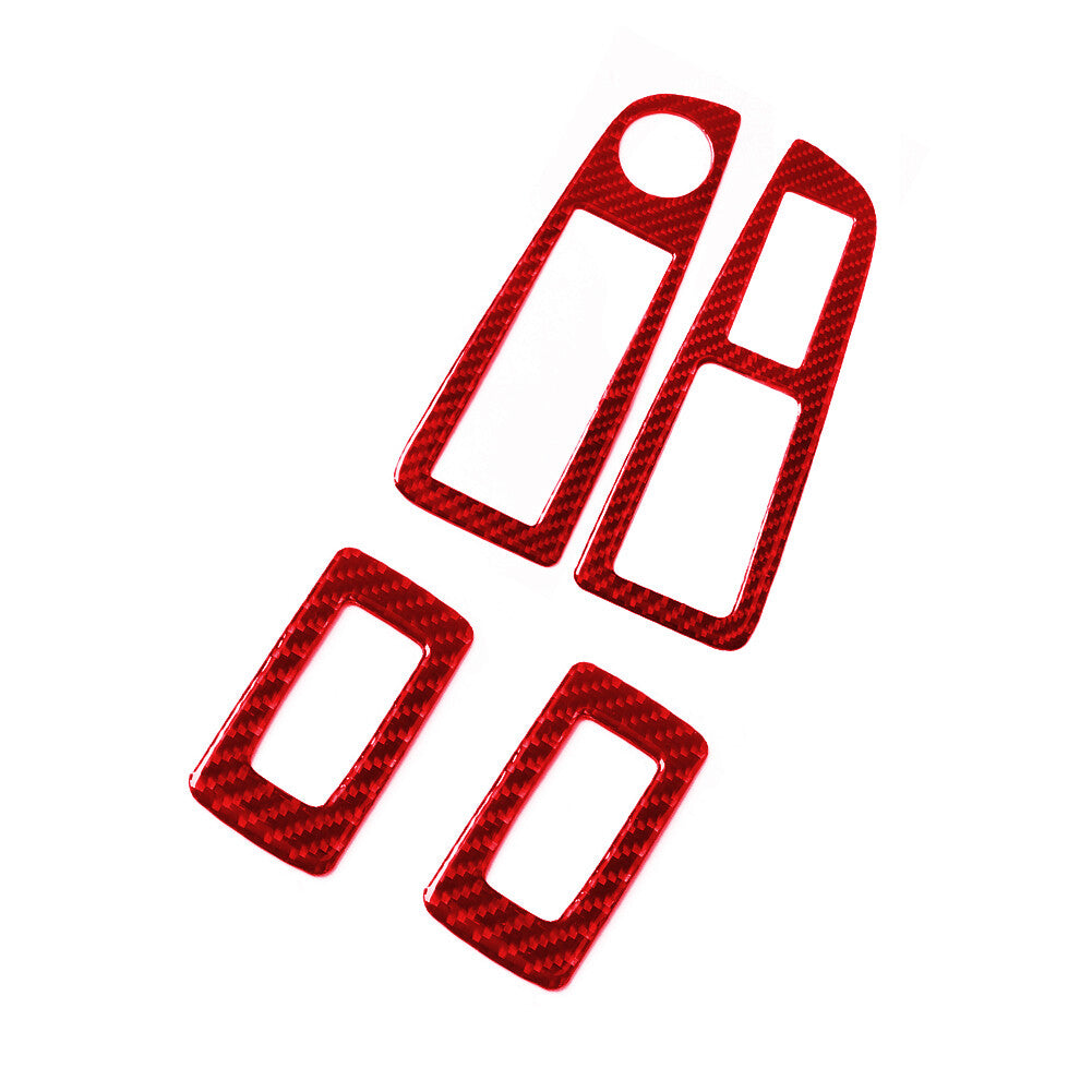 Red Carbon Fiber Window Lift Switch Panel Cover Trim for Chrysler 300 2005-2007