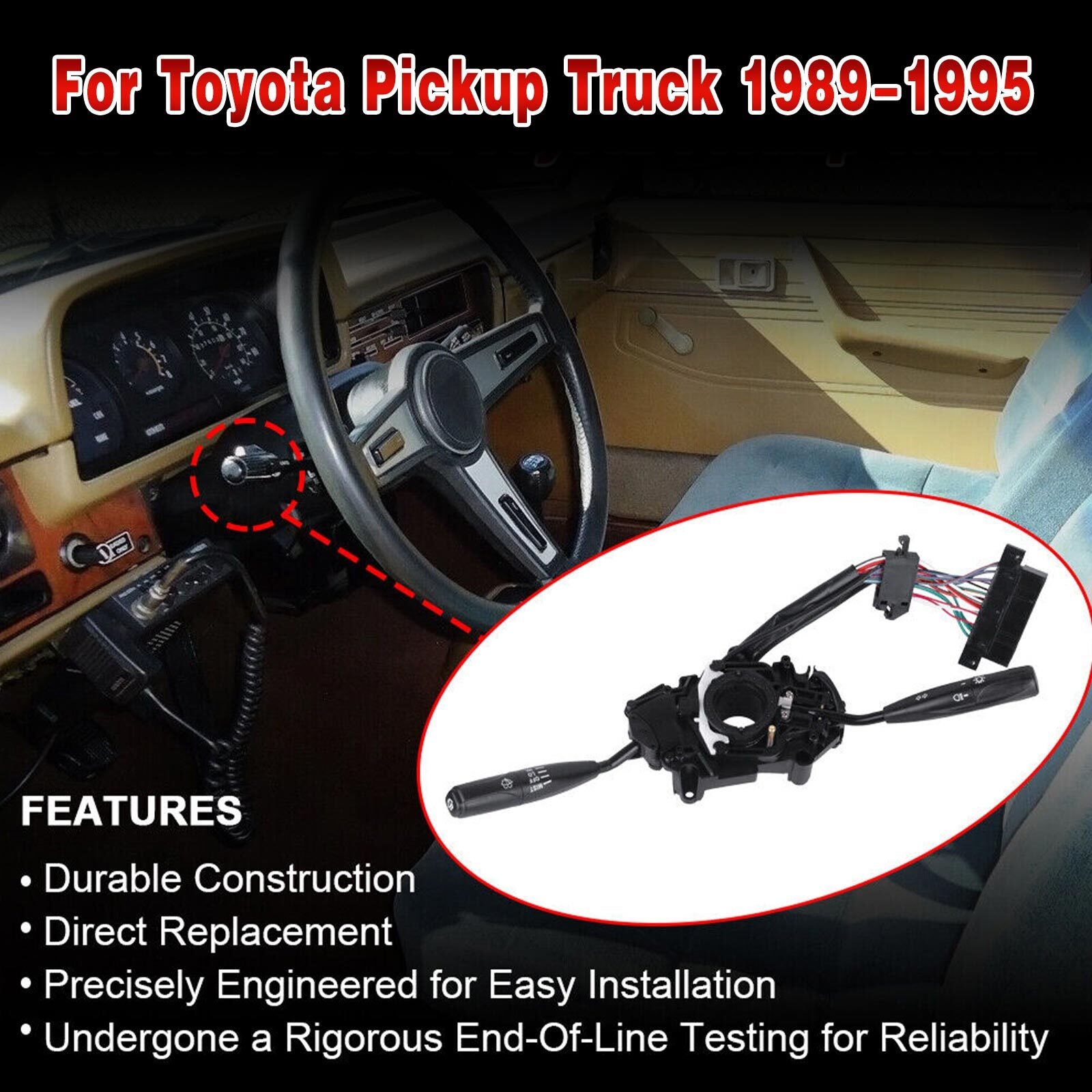 for Toyota Pickup Truck 89-95 New Black Turn Signal Wiper Switch 84310-35300 AT