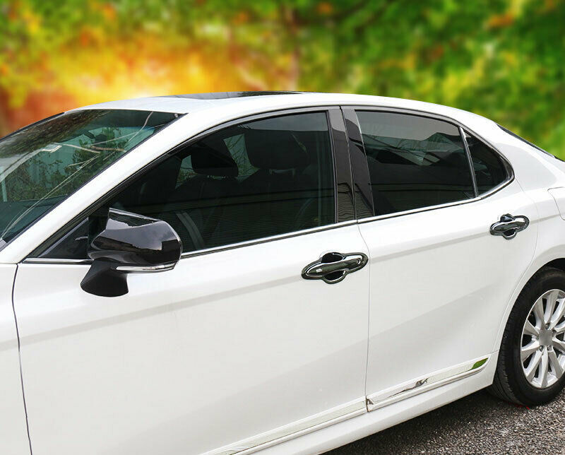 Black Stainless Pillar Posts for Toyota for Camry 18-22 6pc Set Door Trim Cover Kit