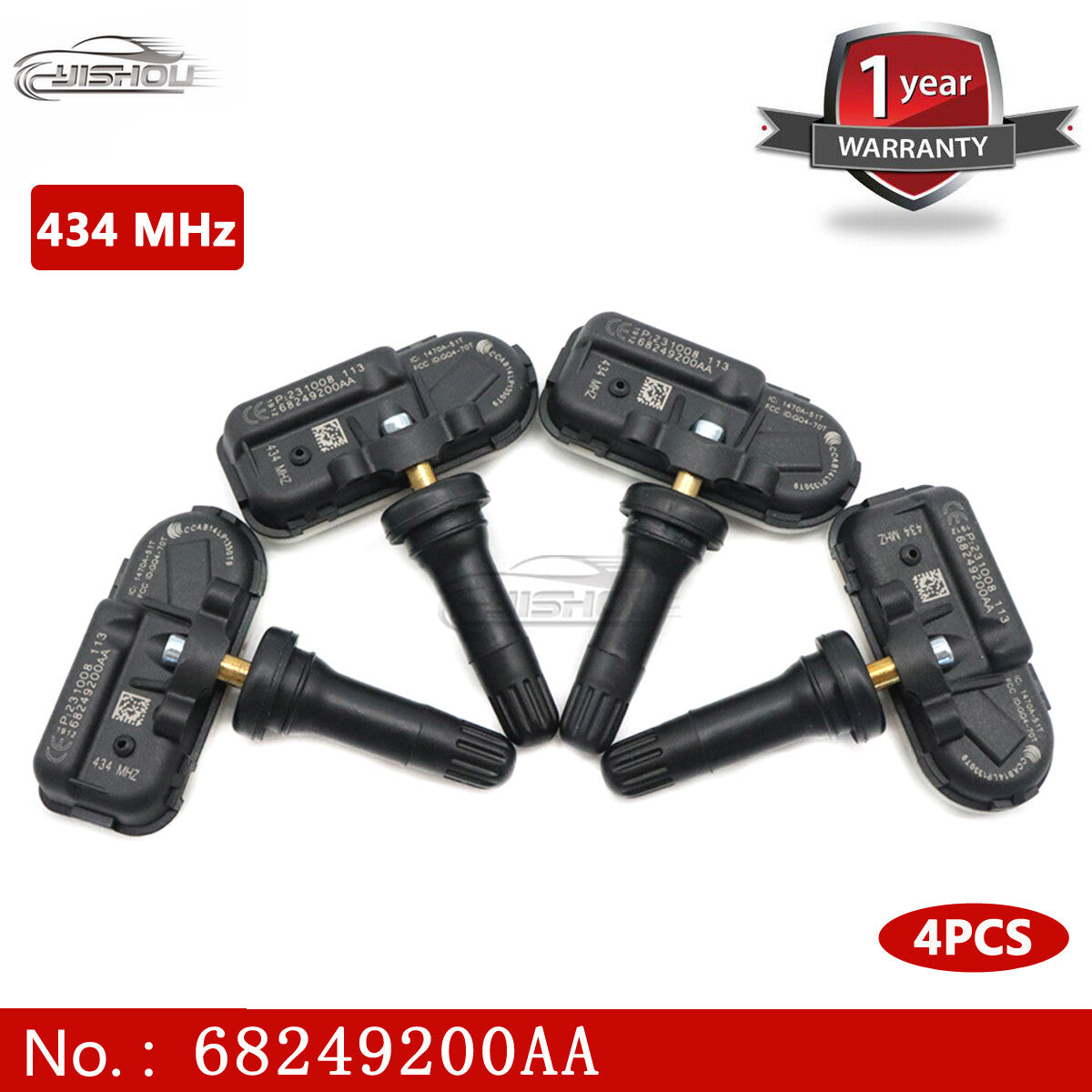 4-piece Tire Pressure Monitoring System (TPMS) 434MHz for Dodge for Ram 3500 14-17 68249200AA