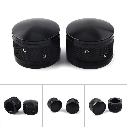 2x CNC Front Axle Nut Cover Cap Black Fit for Harley Sportster Softail Road King