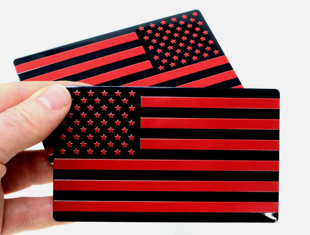 Car side fender rear trunk badge sticker, American flag, red and black, suitable for Audi 2-piece set.