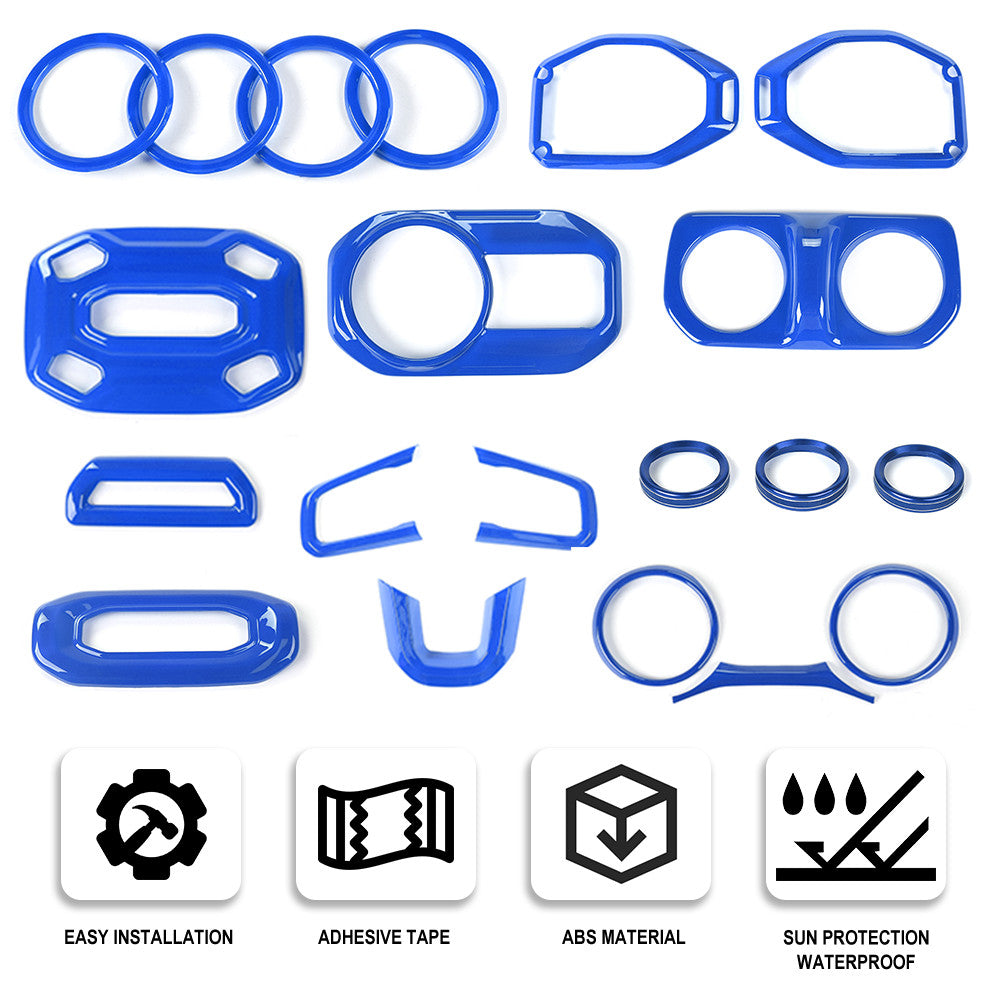 20x Blue Interior Accessories Trim Cover Kit Full Set for Jeep for Wrangler JL 2018+