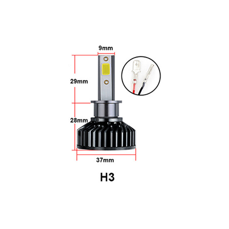 2PCS H3 CSP LED Headlight Kit High/Low Beam White Light Bulbs 6000K