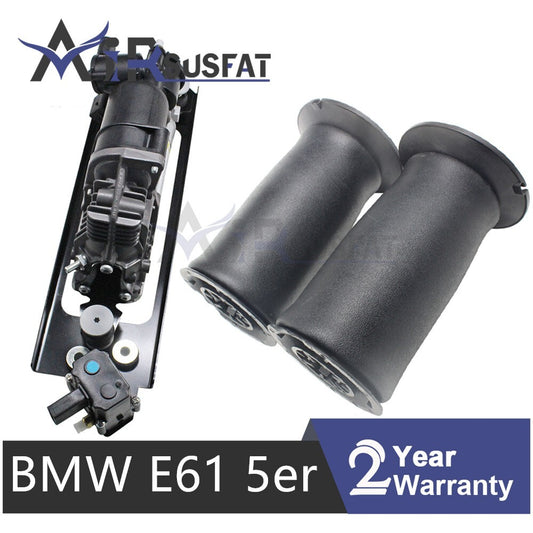 2 Air Suspension Spring Bags  1 Air Compressor Pump for BMW 5ER E61 2003-2010