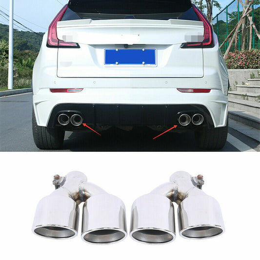 2P for Cadillac XT4 2019-2021 Car Exhaust Tip Trim Pipe Tail Silver Muffler 1Set