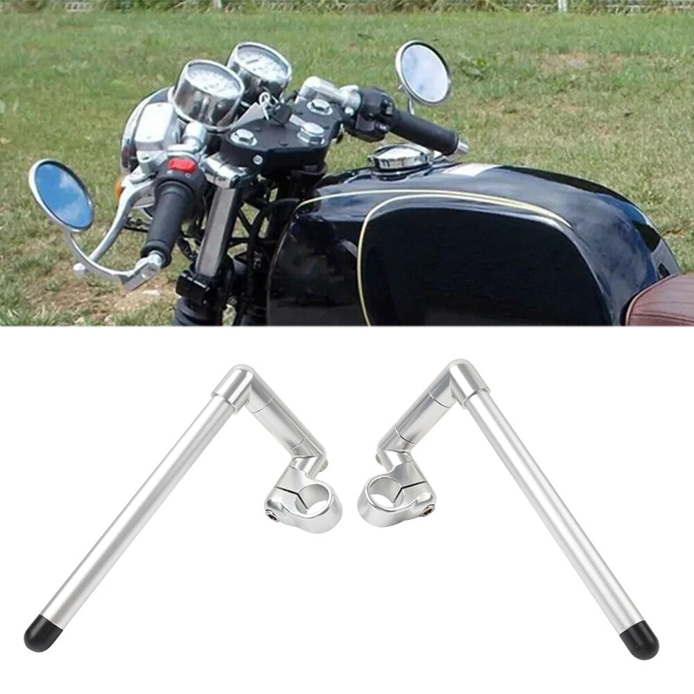 33MM Cafe Racer Bars 7/8 Universal Clip-On Handlebar Fork Tube Silver