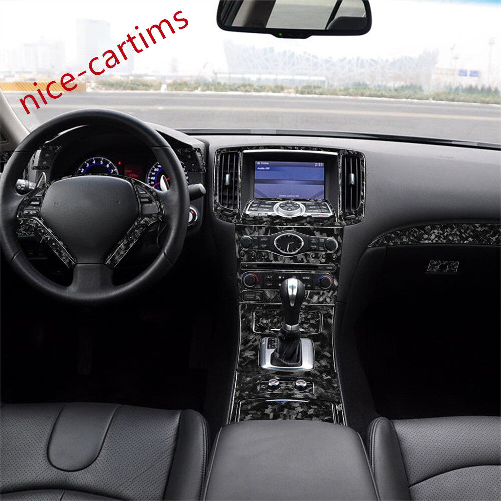 25Pcs Forged Carbon Interior Set Decorative Trim Kit for Infiniti G37 2010-2013