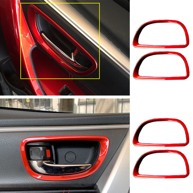 4pcs Fit for Toyota for Corolla 2014-2018 Inner Door Handle Bowl Cover Trim Red ABS