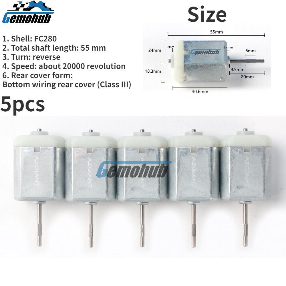 5pcs Good quality high speed FC280 motor DC 12V 20000rpm high rpm Knurled Shaft