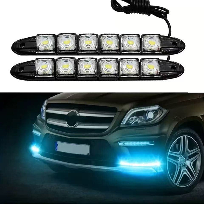 2Pc Waterproof DRL 6 Led Car Decorative Flexible Daytime Running Light Driving