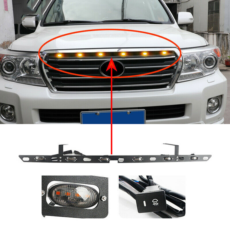 for Land Cruiser LC200/FJ200 2008-2015 Black Amber Lens Grille LED Light