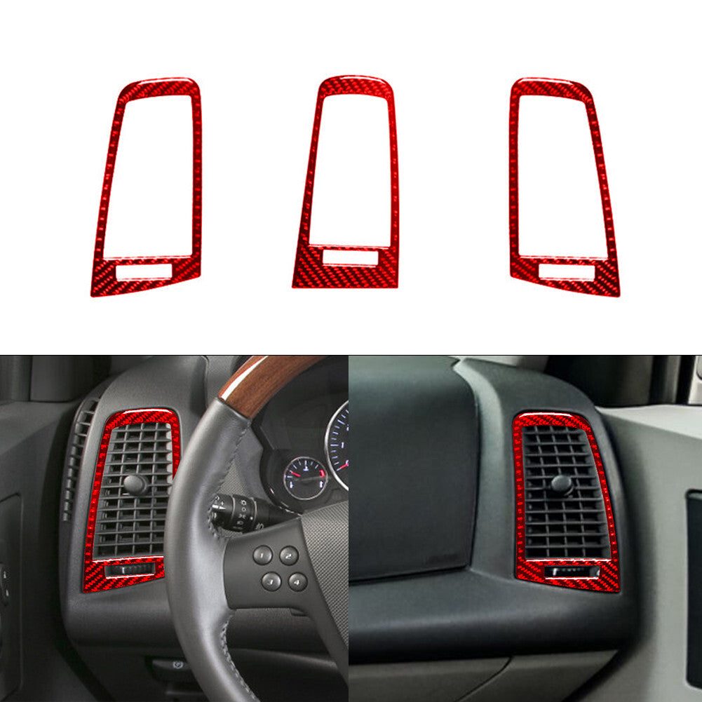 Red Carbon Fiber Air conditioner outlet Sticker Trim for Cadillac CTS 2003-2007