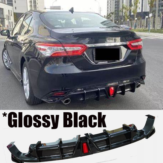 REAR BUMPER DIFFUSER W/ LED LIGHT GLOSSY BLACK FOR 2018-2023 for TOYOTA for CAMRY LE XLE