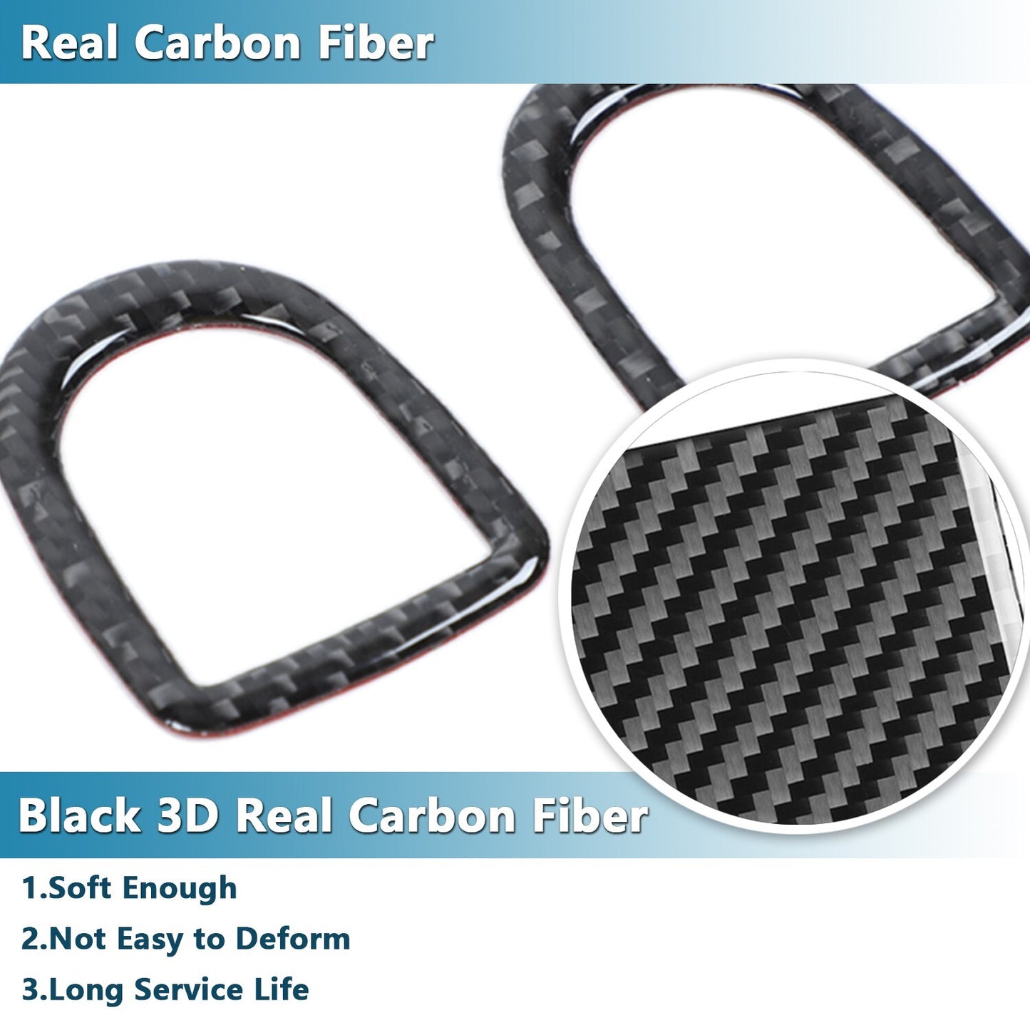 2PCS Carbon Fiber Inner Door Bolt Lock Down Trim Ring for Ford for Mustang 2009-2013