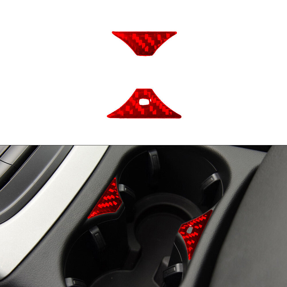 for Audi Q5 2009-2017 Red 2Pcs Center Cup Frame Trim Cover Decor Carbon Fiber