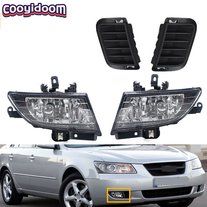 Set of front bumper fog lights and lamp cover for Hyundai Sonata NF 2005-2010