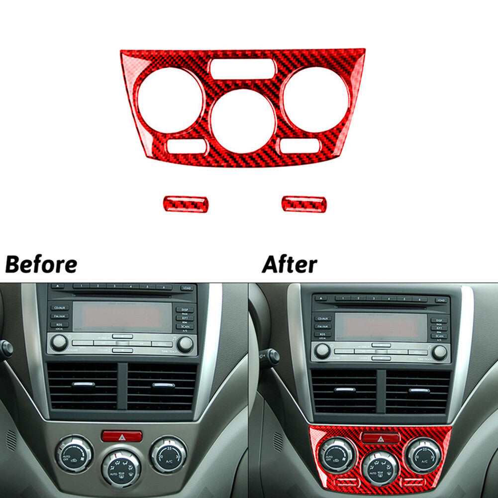 Red Carbon Fiber Central Climate Console Cover Trim for Subaru Forester 2009-13