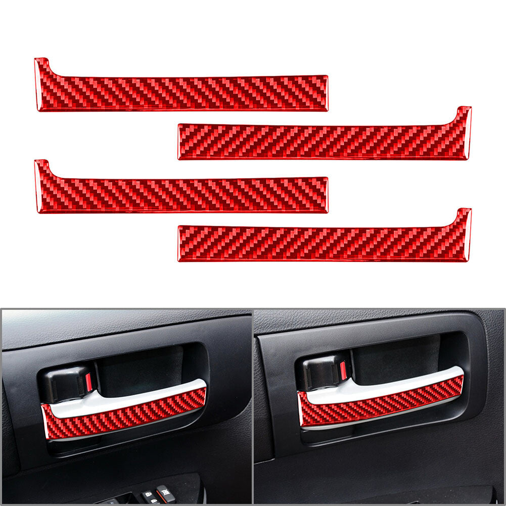 Fit for Toyota Tundra 14-21 4x Carbon Fiber Interior Door Handle Panel Cover Trim