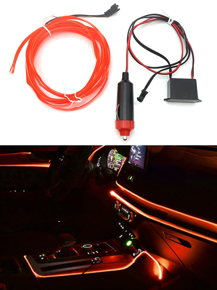 Car Interior Atmosphere LED Light Strip Wire Lamp Decor Accessories Orange 2M