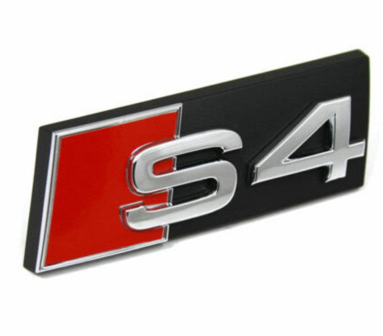 for Audi S4 hooded badge decals, front Bonnet grille badge logo, chrome black