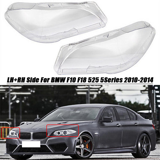 A pair of headlight lens covers for 2010-2014 for BMW F10, F11, F18, 520, 525, 535, 530