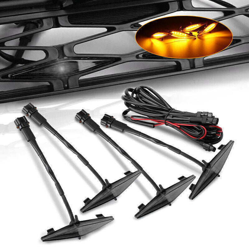 4X Smoke Lens LED Front Grille Running Lights For 2014-UP for Toyota 4Runner TRD Pro
