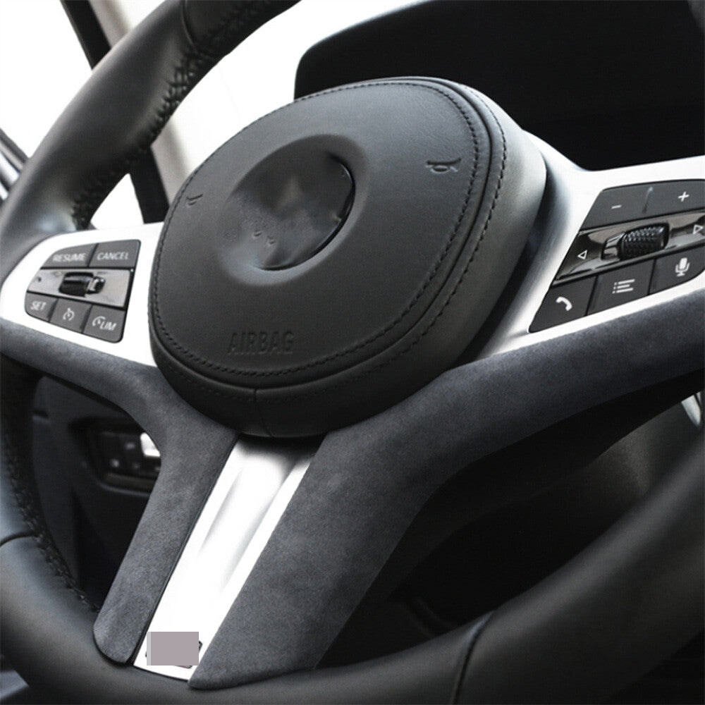 Suede Dark Gray Inner Steering Wheel Panel Trim for BMW 3 Series G20 G28 2020-23
