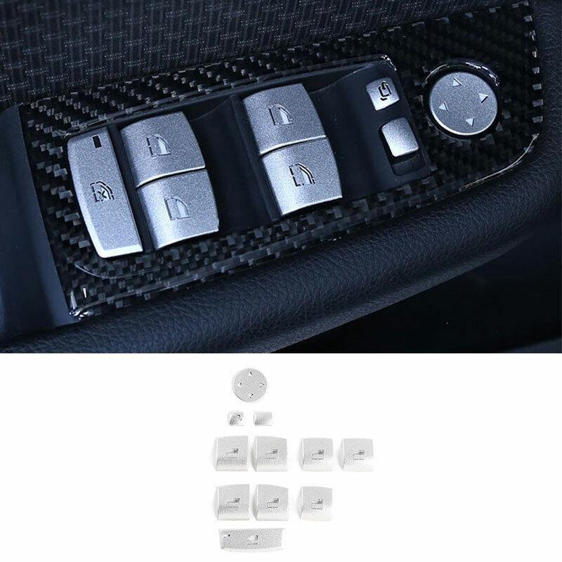 for BMW X1 2016-2021 Silver Aluminum Window Lock Lift Panel Trim Button Stickers