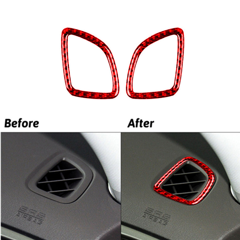 Red Carbon Fiber Dashboard Air Vent Outlet Trim for Subaru Forester 2009-2013